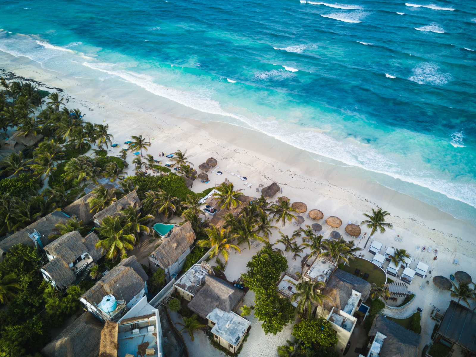 Rondreis Mexico, Tulum, strand van bovenaf