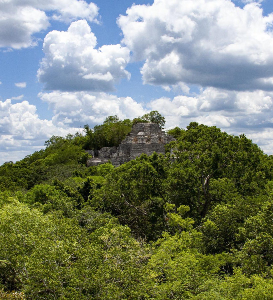 Rondreis Mexico, Xpujil, uitzicht op tempel Calakmul