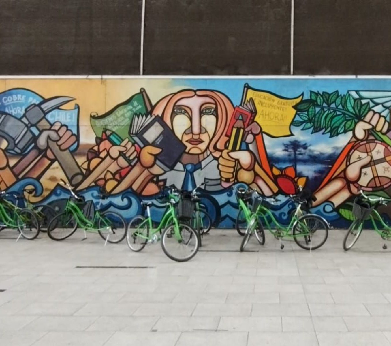 Rondreis Chili, Santiago de Chile, excursie op de fiets door Santiago de Chile, fietsen bij streetart