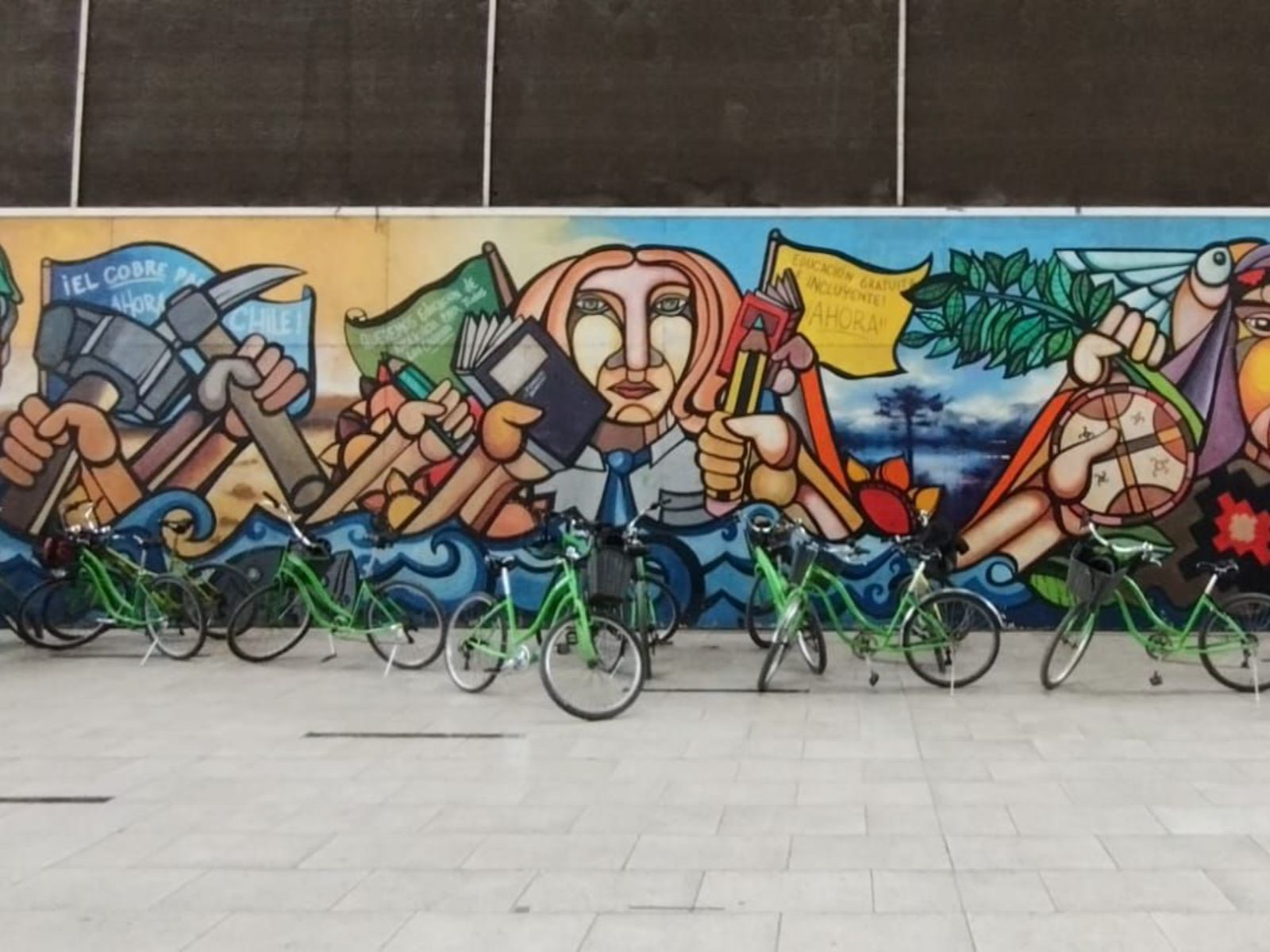 Rondreis Chili, Santiago de Chile, excursie op de fiets door Santiago de Chile, fietsen bij streetart