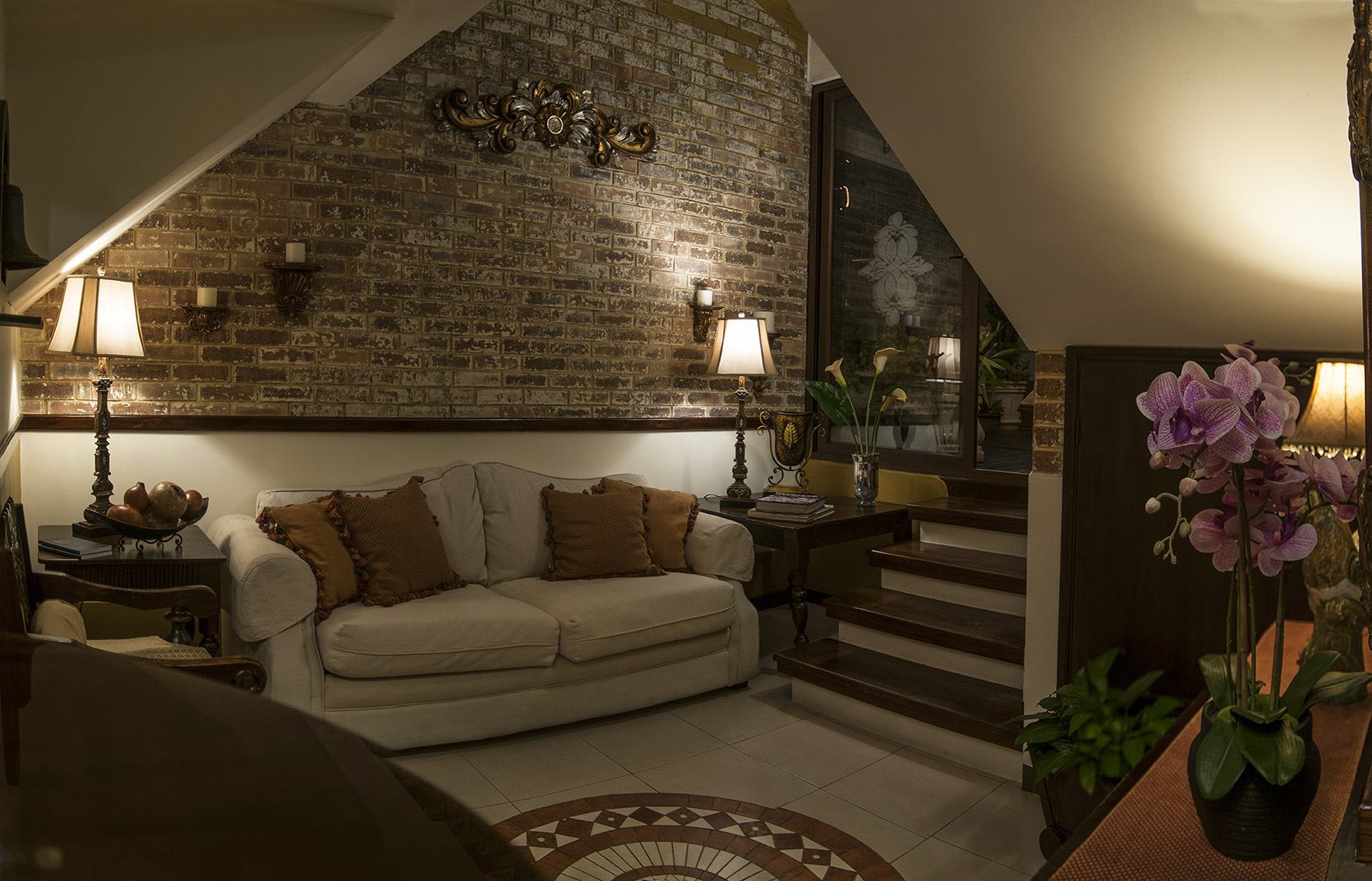 Rondreis Guatemala, Guatemala-Stad, Villa Toscana, zitgedeelte lobby