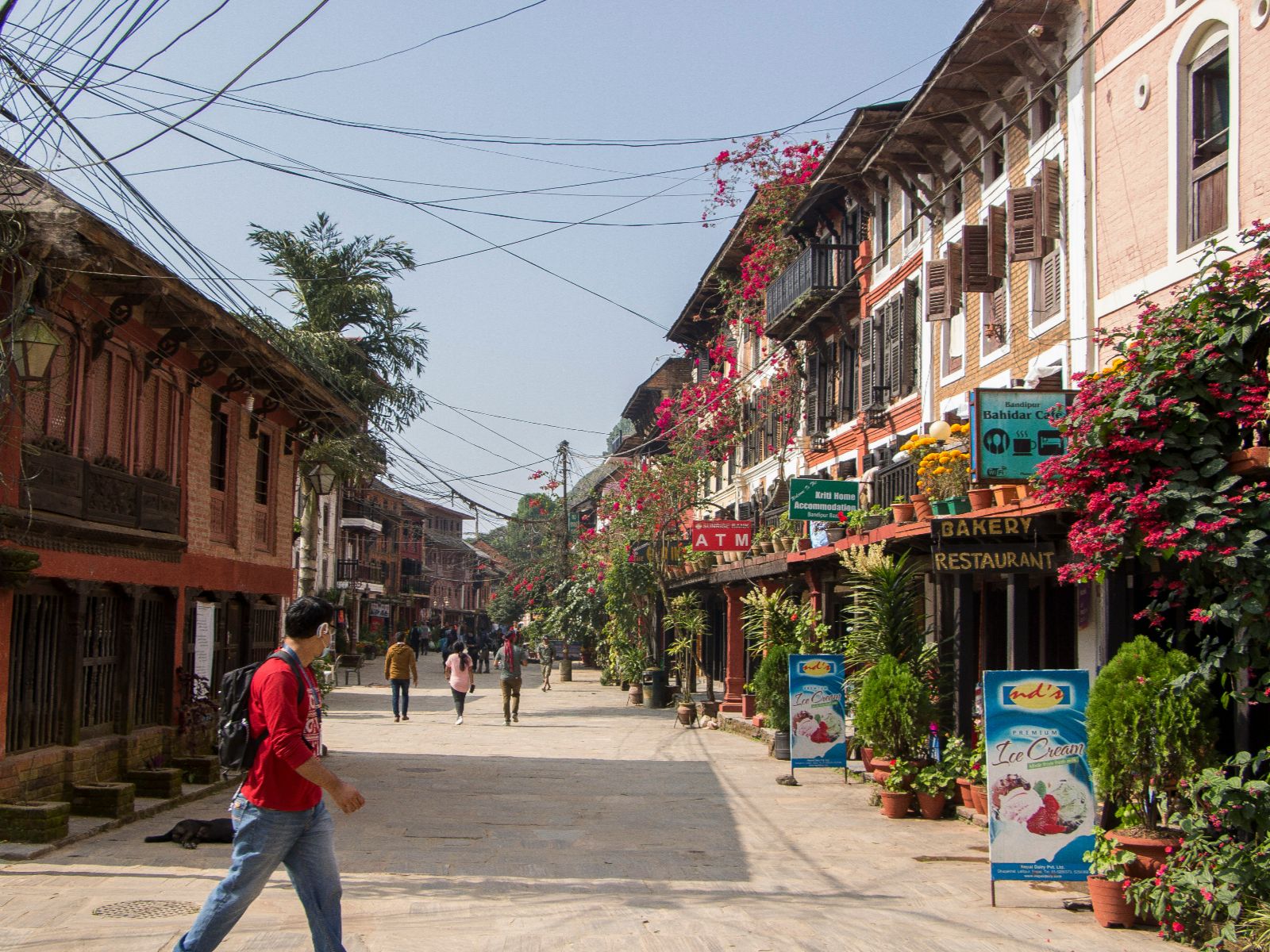 Rondreis Nepal, Bandipur, Dorpsplein van Bandipur