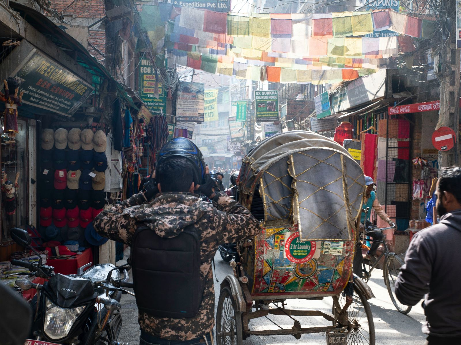 Rondreis Nepal, Kathmandu, Thamel, Riksja