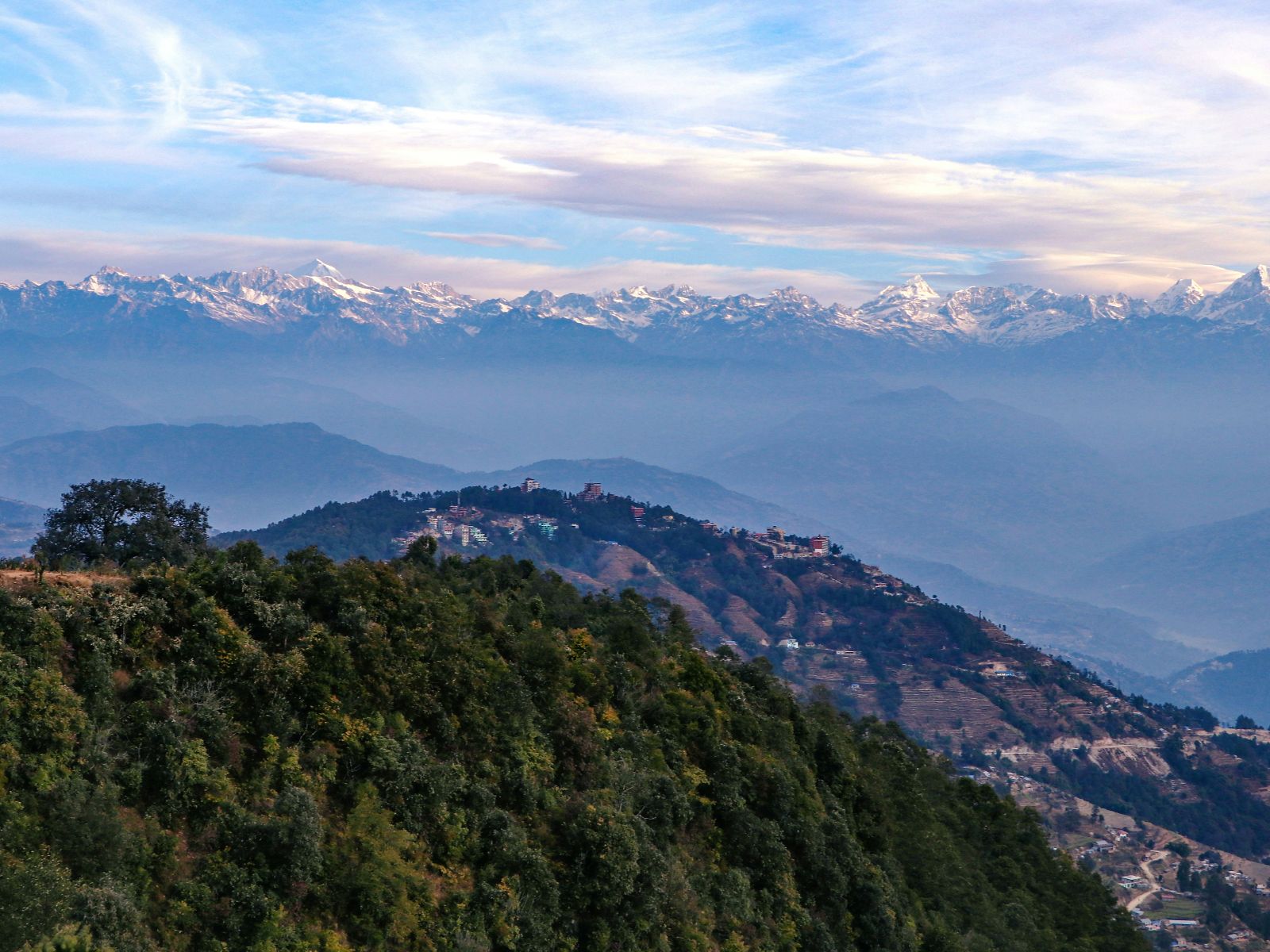 Rondreis Nepal, Kathmandu Vallei, Nagarkot Uitzicht op Himalayas