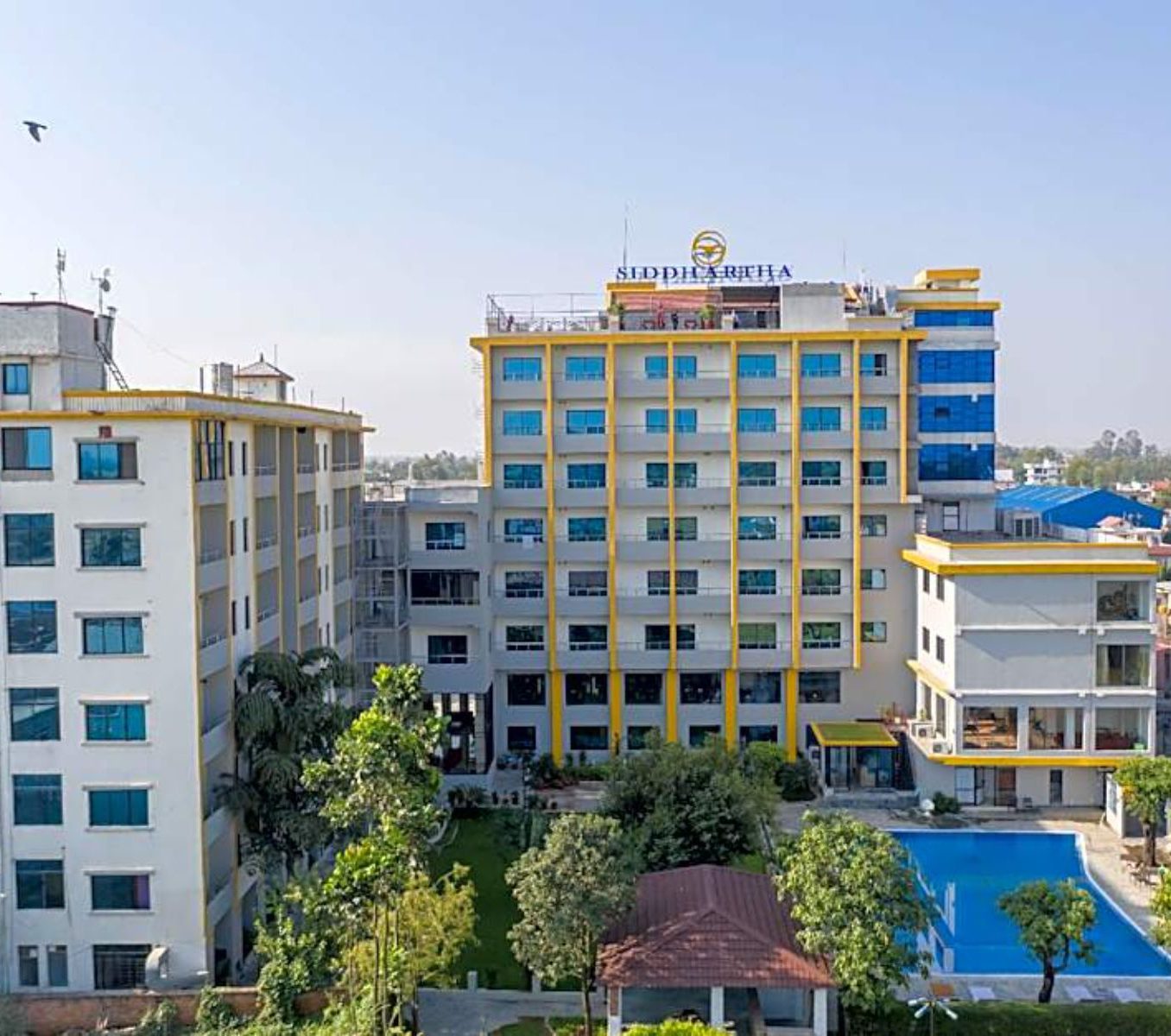 Rondreis Nepal, Nepalgunj, Hotel Siddharta, buitenzijde hotel