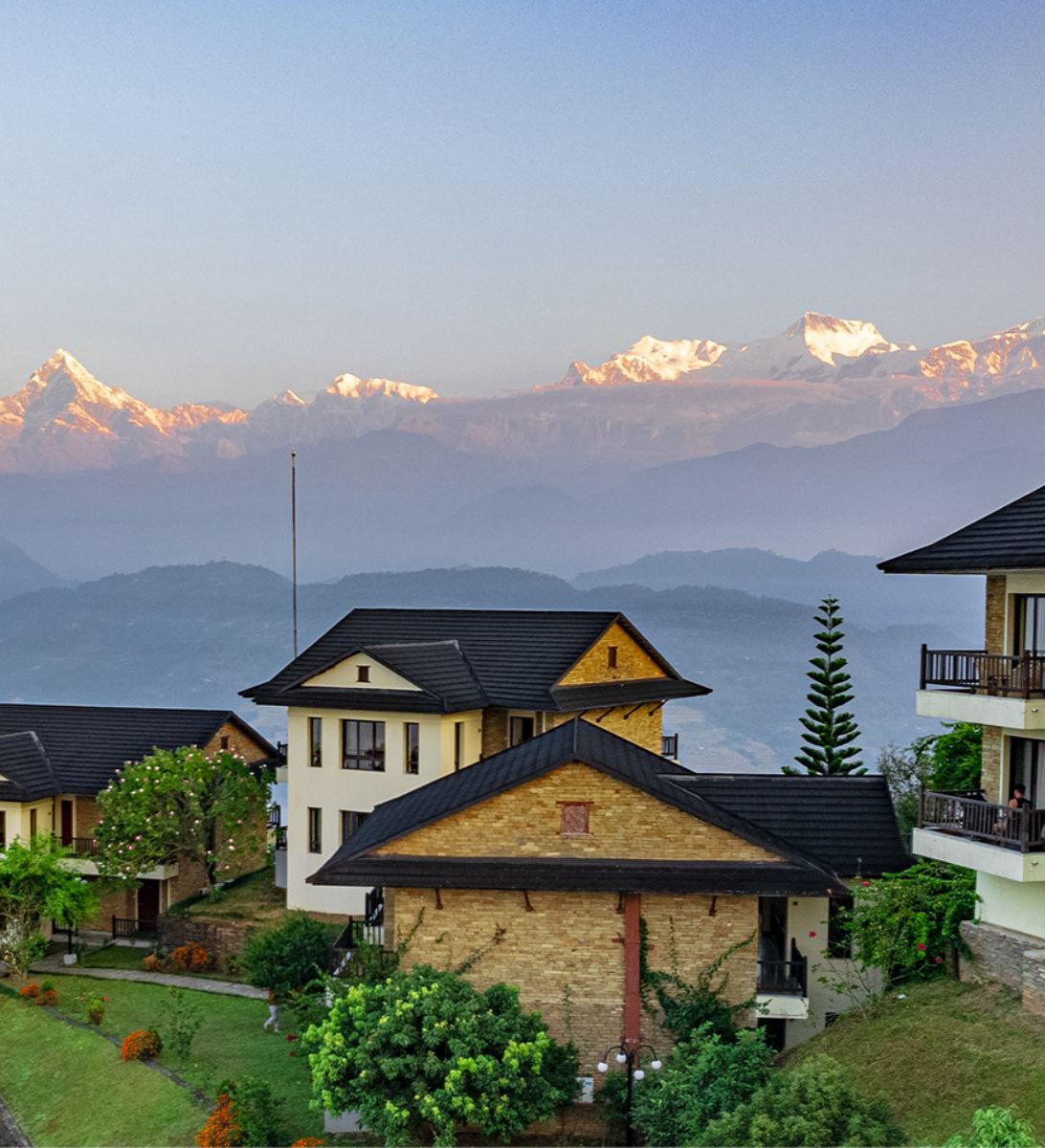 Rondreis Nepal, Rupakot, Rupakot Resort, buitenzijde kamers