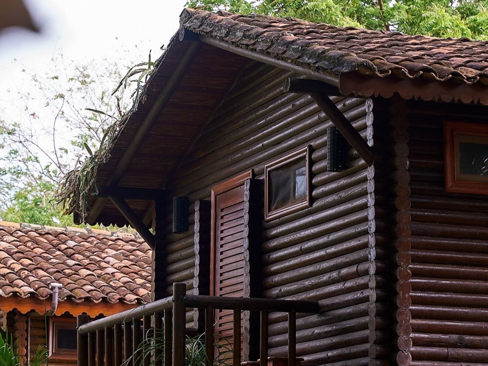 Rondreis Nicaragua, Ometepe, Finca San Juan de la Isla, buitenkant lodge gebouw