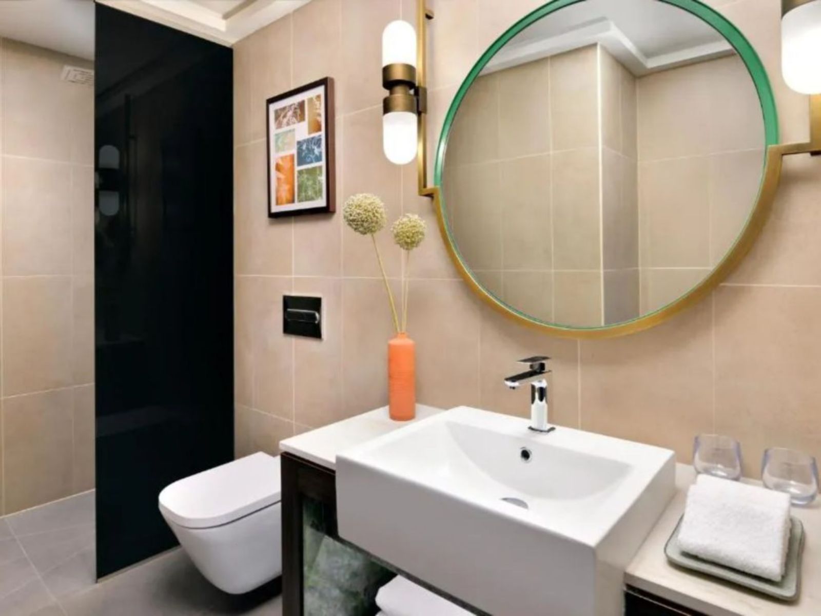 Rondreis Oman, Jebel Akhdar, Indigo, standard room badkamer