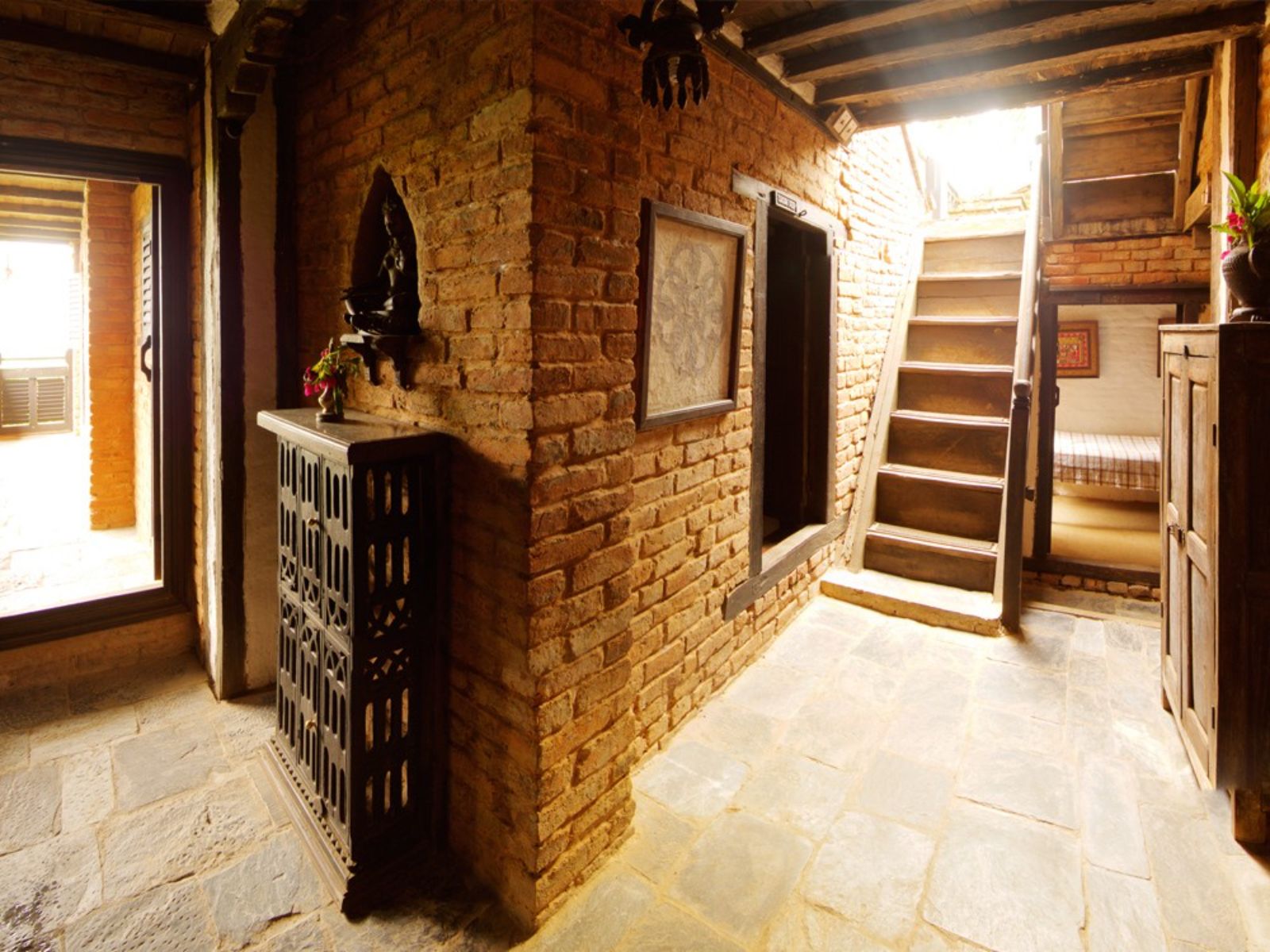rondreis nepal, bandipur, old inn, algemene ruimte
