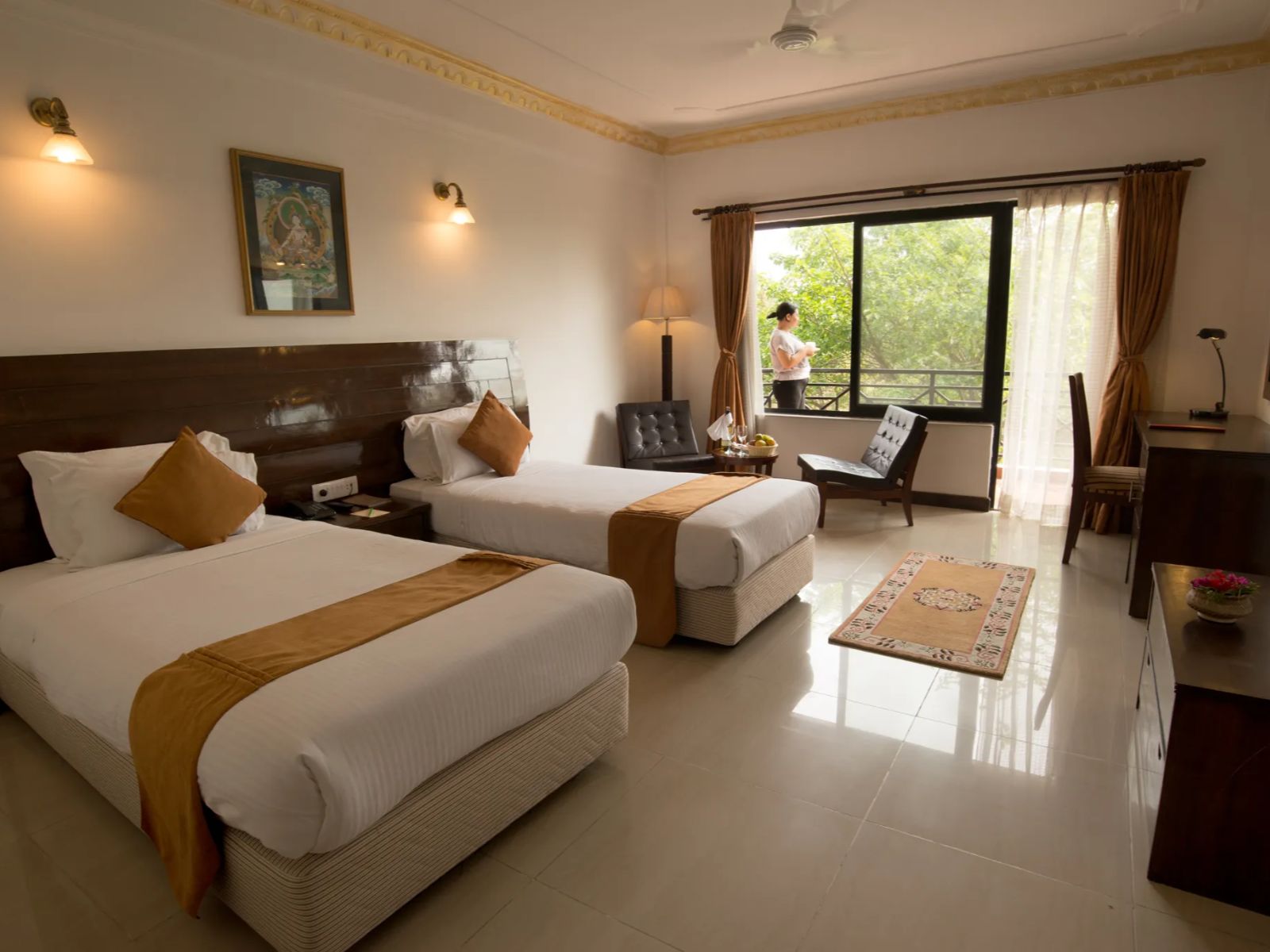 rondreis nepal, lumbini, buddha maya garden, twin kamer