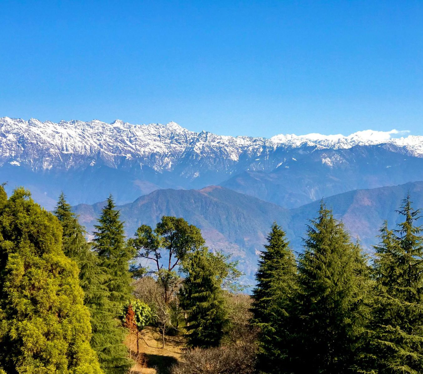 rondreis nepal, shivapuri nationaal park, uitzicht over himalaya