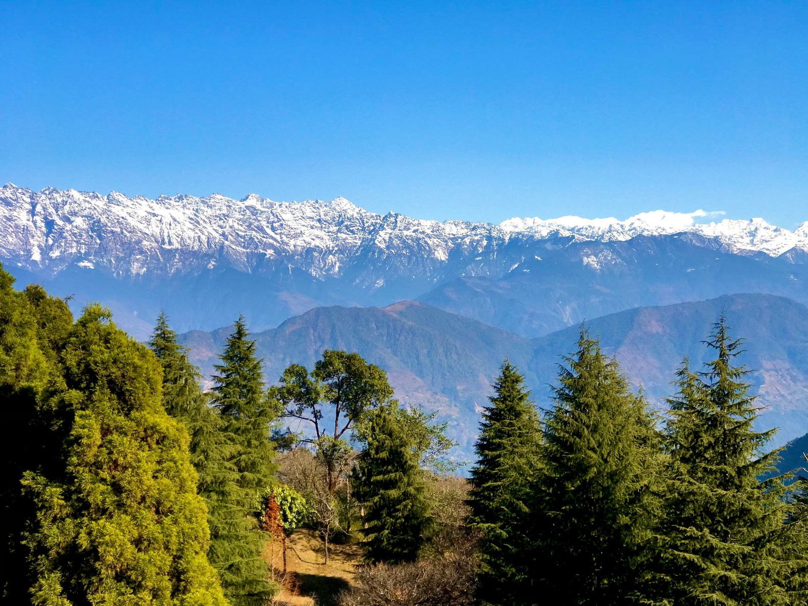 rondreis nepal, shivapuri nationaal park, uitzicht over himalaya