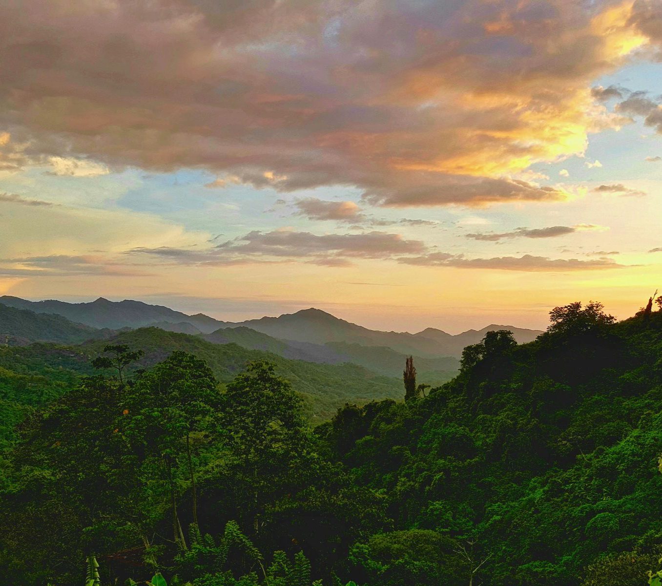 Rondreis Colombia, Minca, excursie van waterval tot cacao, zonsondergang bergen