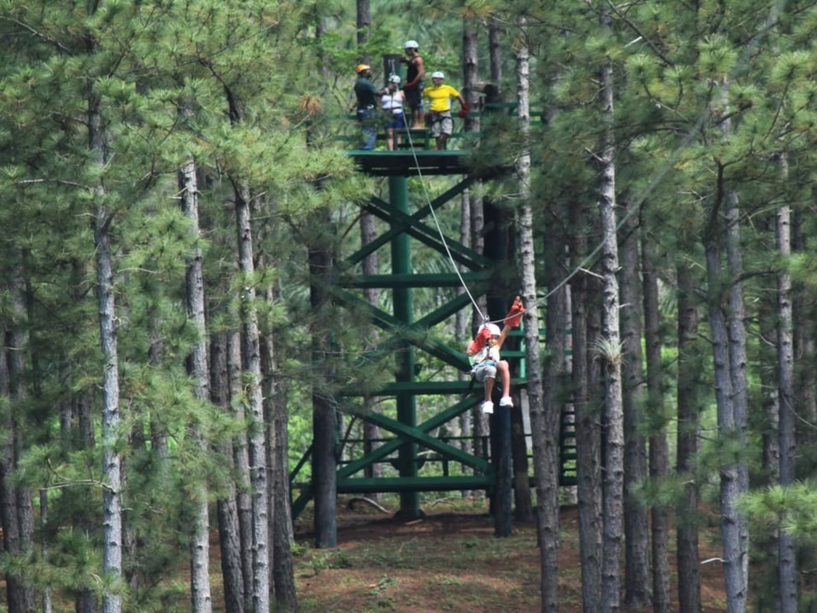 Rondreis Cuba, Las Terrazzas, Ziplinen door Las Terrazas, zipline kind met toren