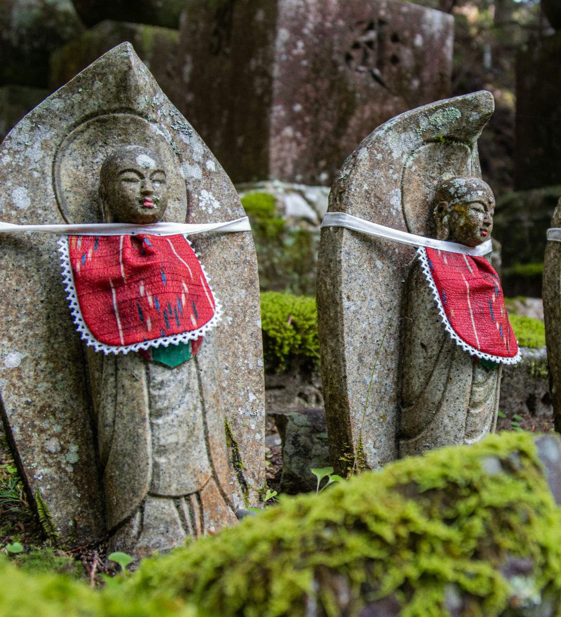 Rondreis Japan, Koyasan, excursie avondtour door Okunoin Cemetry, standbeelden