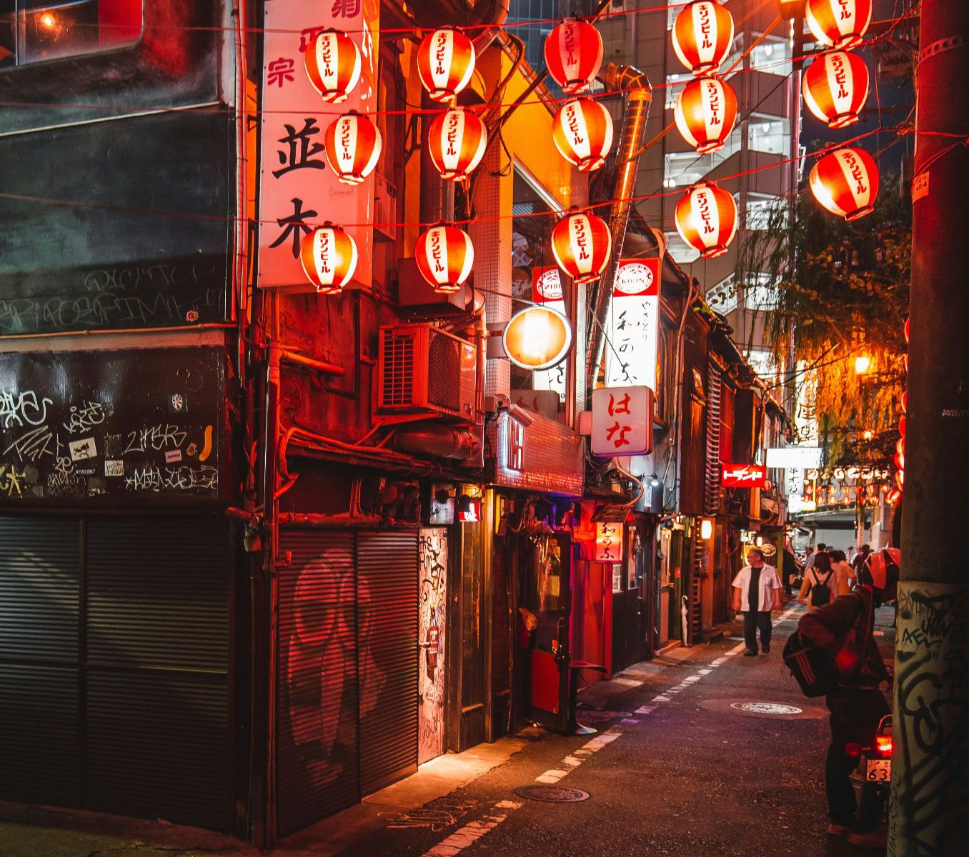 Rondreis Japan, Tokyo, excursie Tokyo foodtour, verlichte straat in Tokyo in de avond