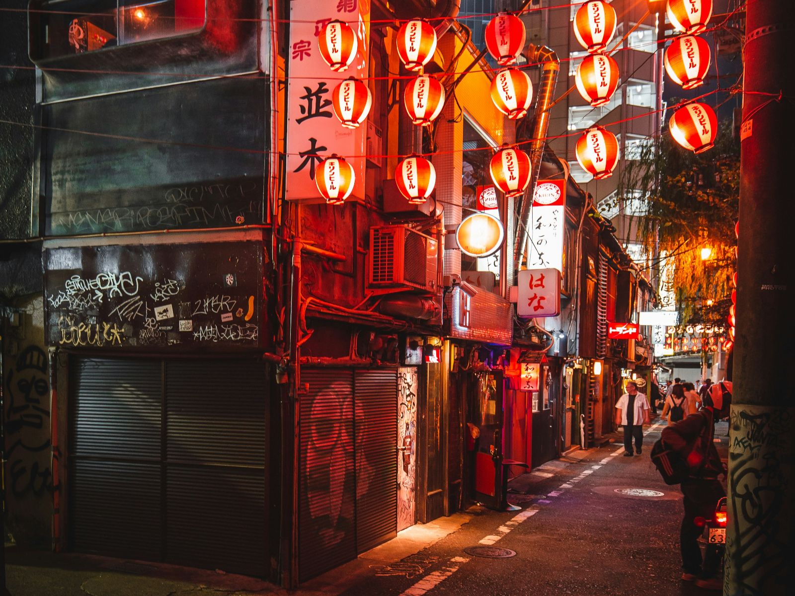 Rondreis Japan, Tokyo, excursie Tokyo foodtour, verlichte straat in Tokyo in de avond