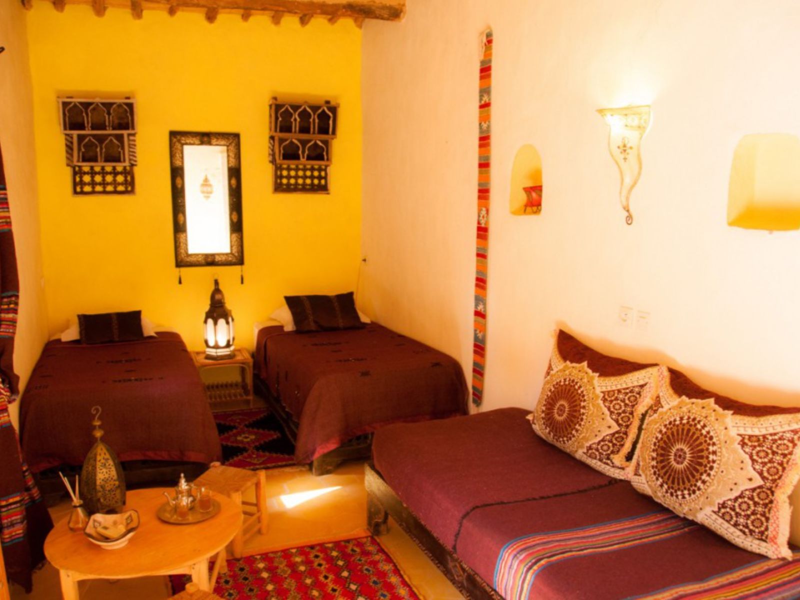Rondreis Marokko, Agdz, Dar Sofar, kamer met twin beds