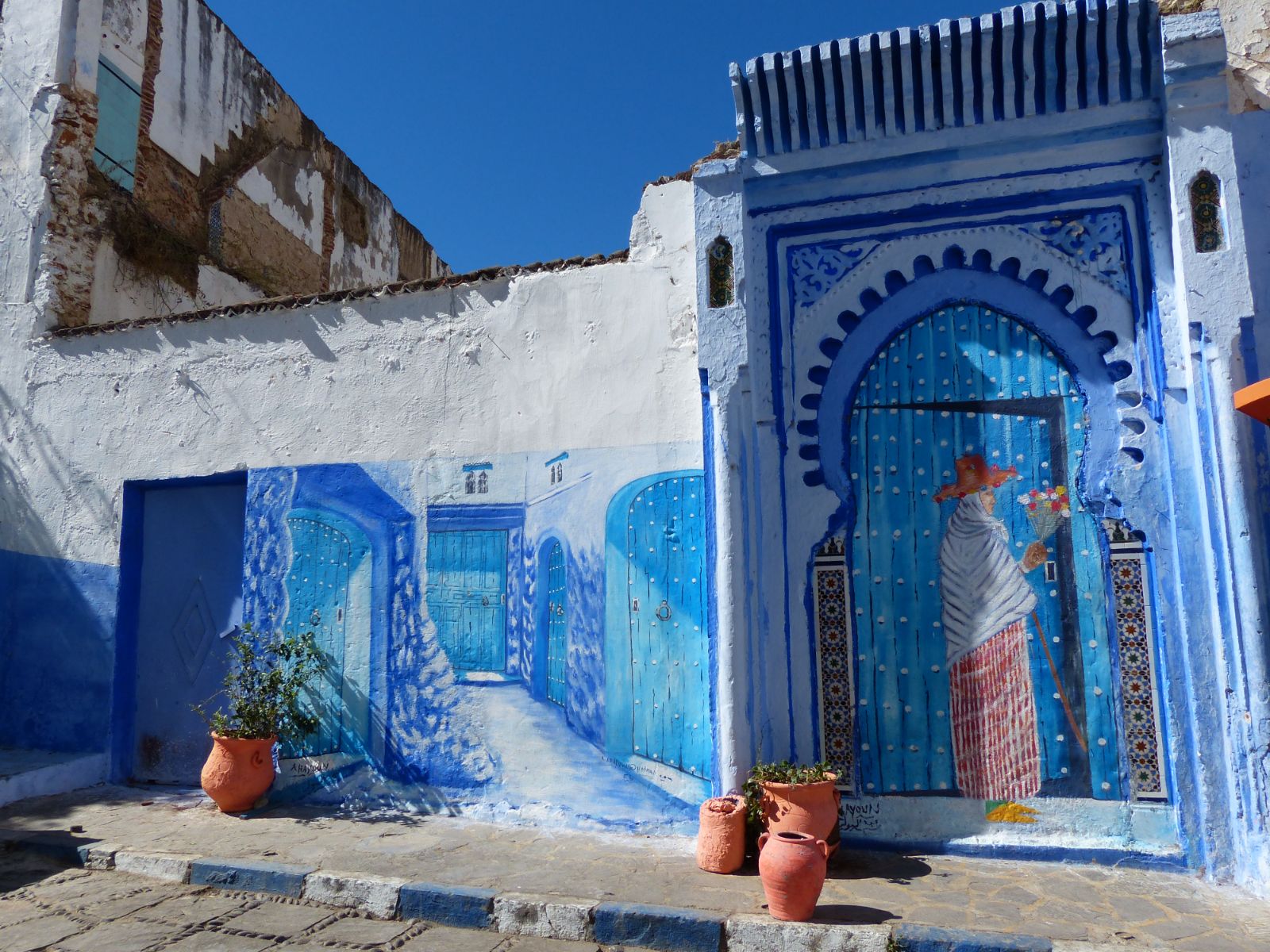 Rondreis Marokko, Chefchaouen, muurschildering