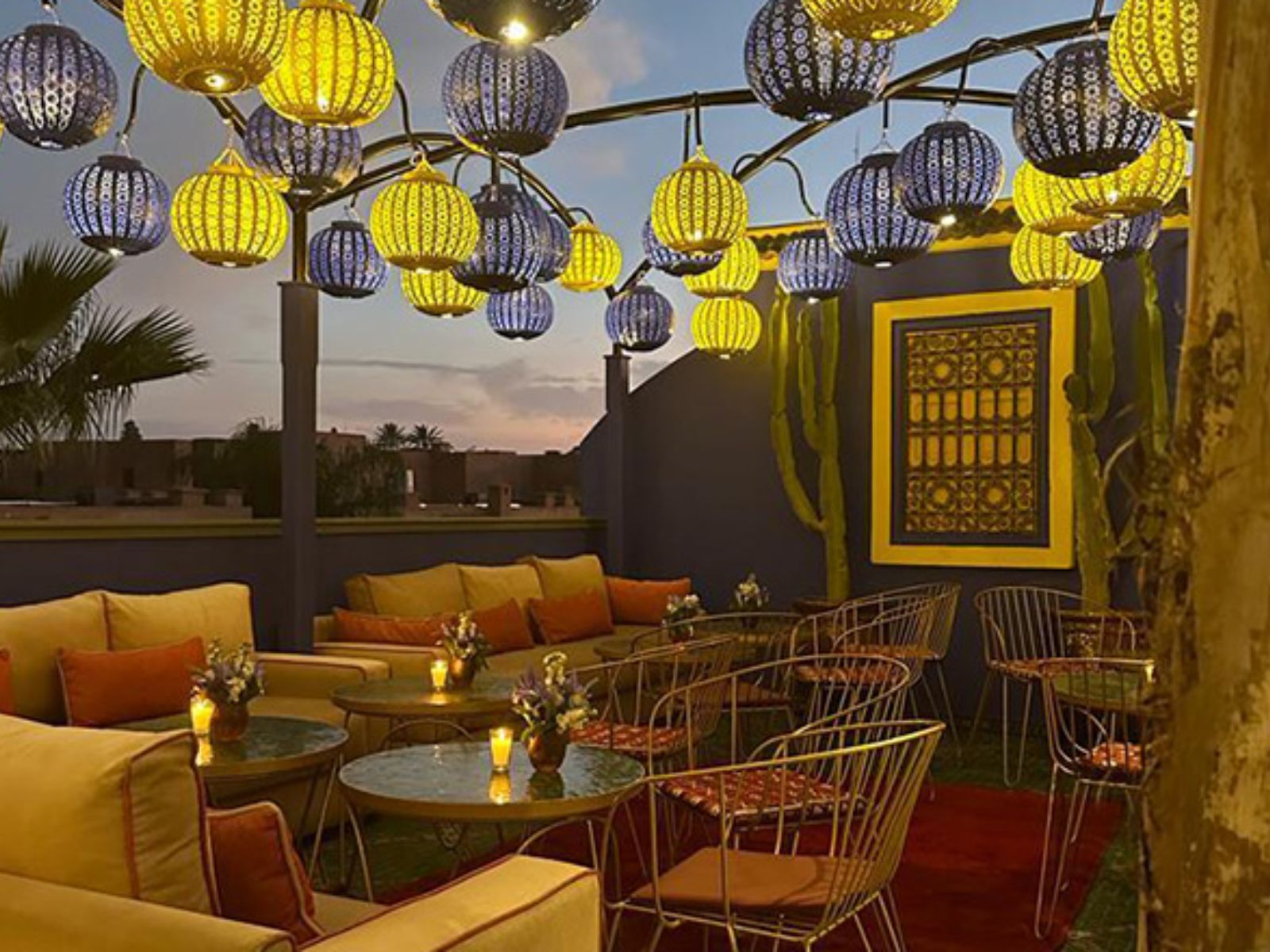 Rondreis Marokko, Marrakech, La Maison Arabe, rooftop restaurant