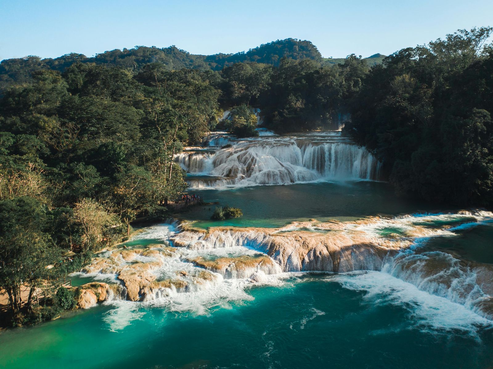 Rondreis Mexico, Palenque, Palenque, Misol Ha en Agua Azul in één dag, watervallen van Agua Azul