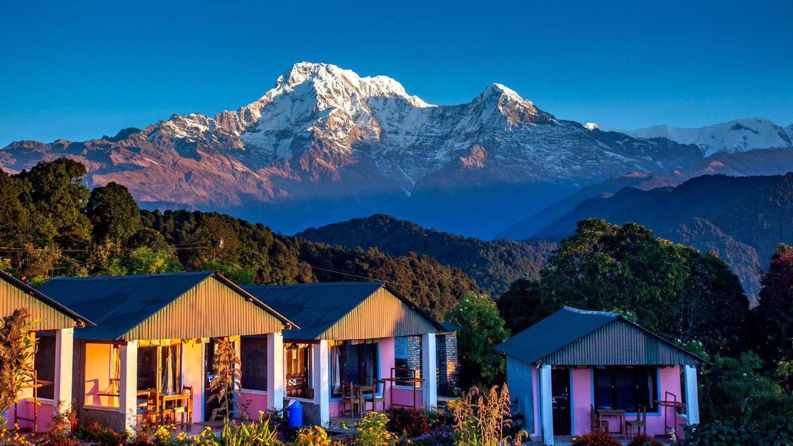 Rondreis Nepal, Annapurna Regio, Australian Camp, Accommodatie met uitzicht over Annapurna