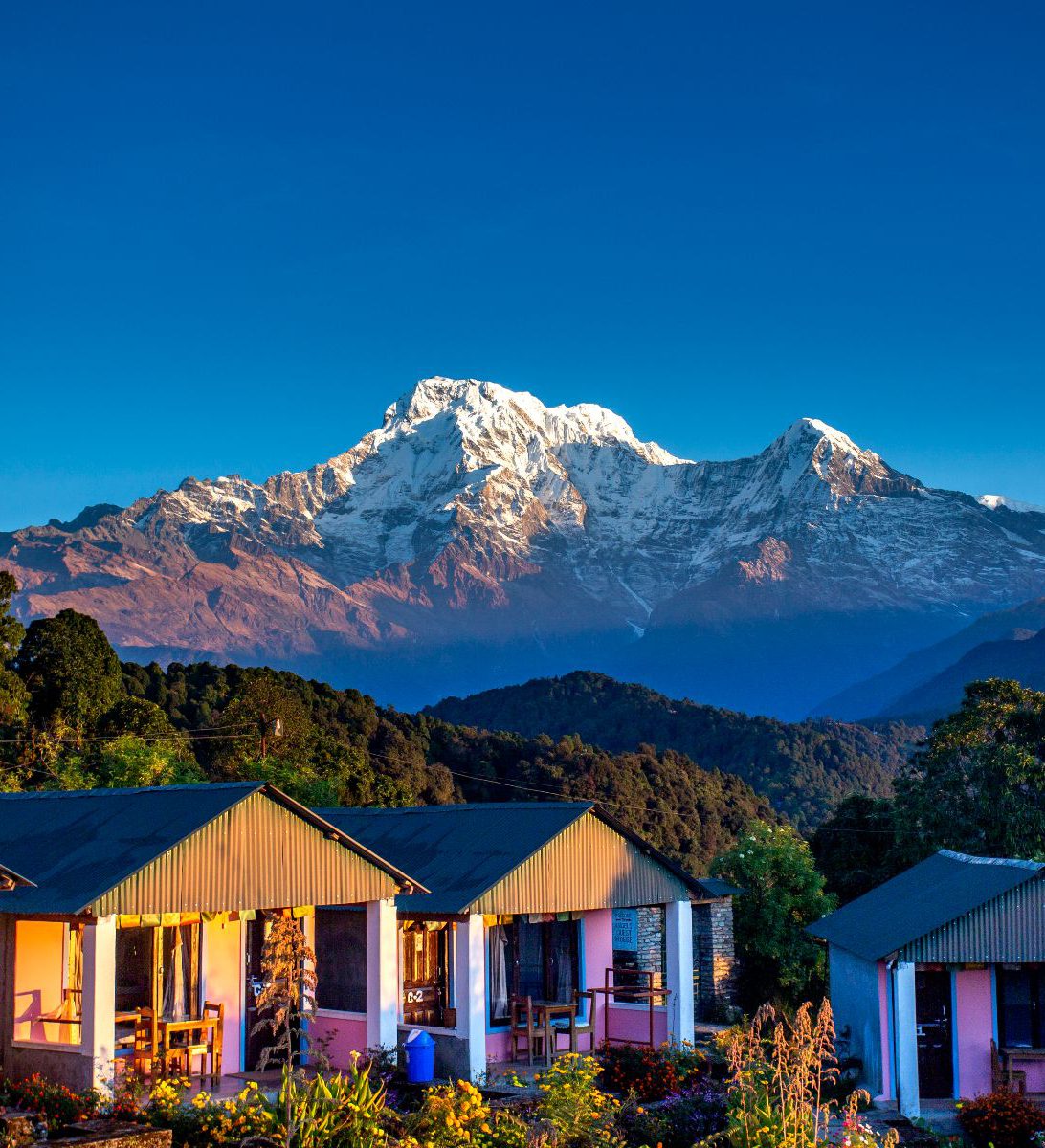 rondreis nepal, annapurna regio, australian camp accommodatie met uitzicht