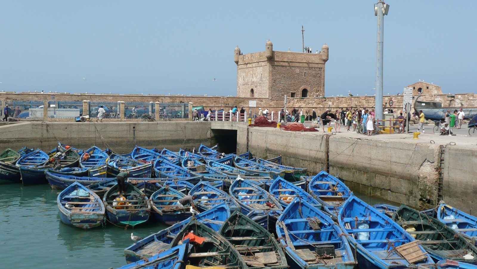 Rondreis Marokko, Essaouira, haven met blauwe bootjes