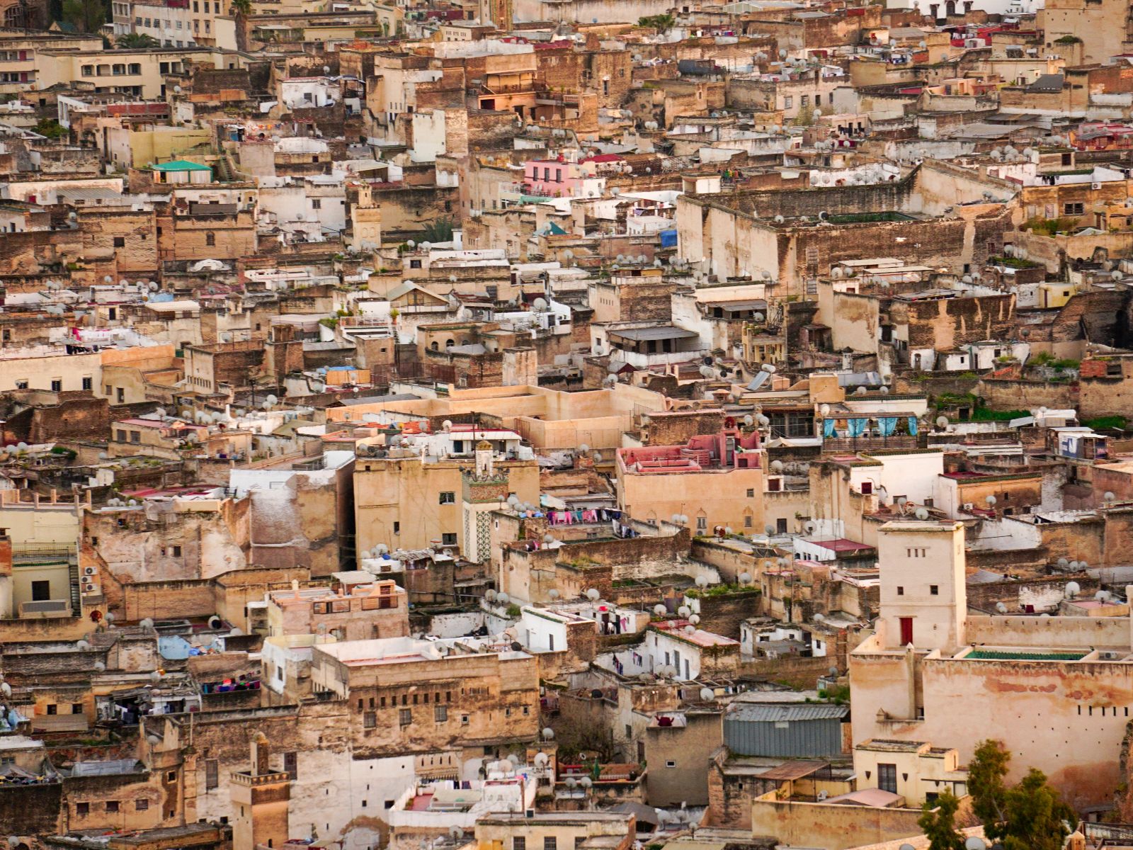 Rondreis Marokko, Fes, Excursie Medina en thee, Bovenaanzicht van Fes