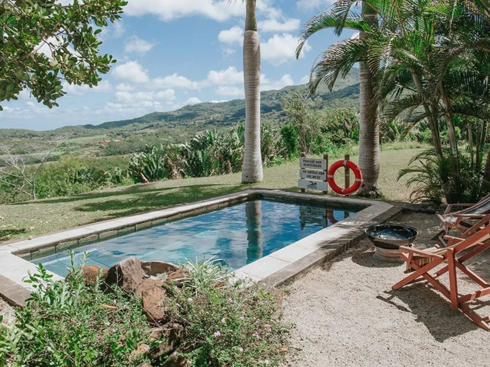 Rondreis Mauritius, Chamarel, La Vieille Cheminee, zwembad