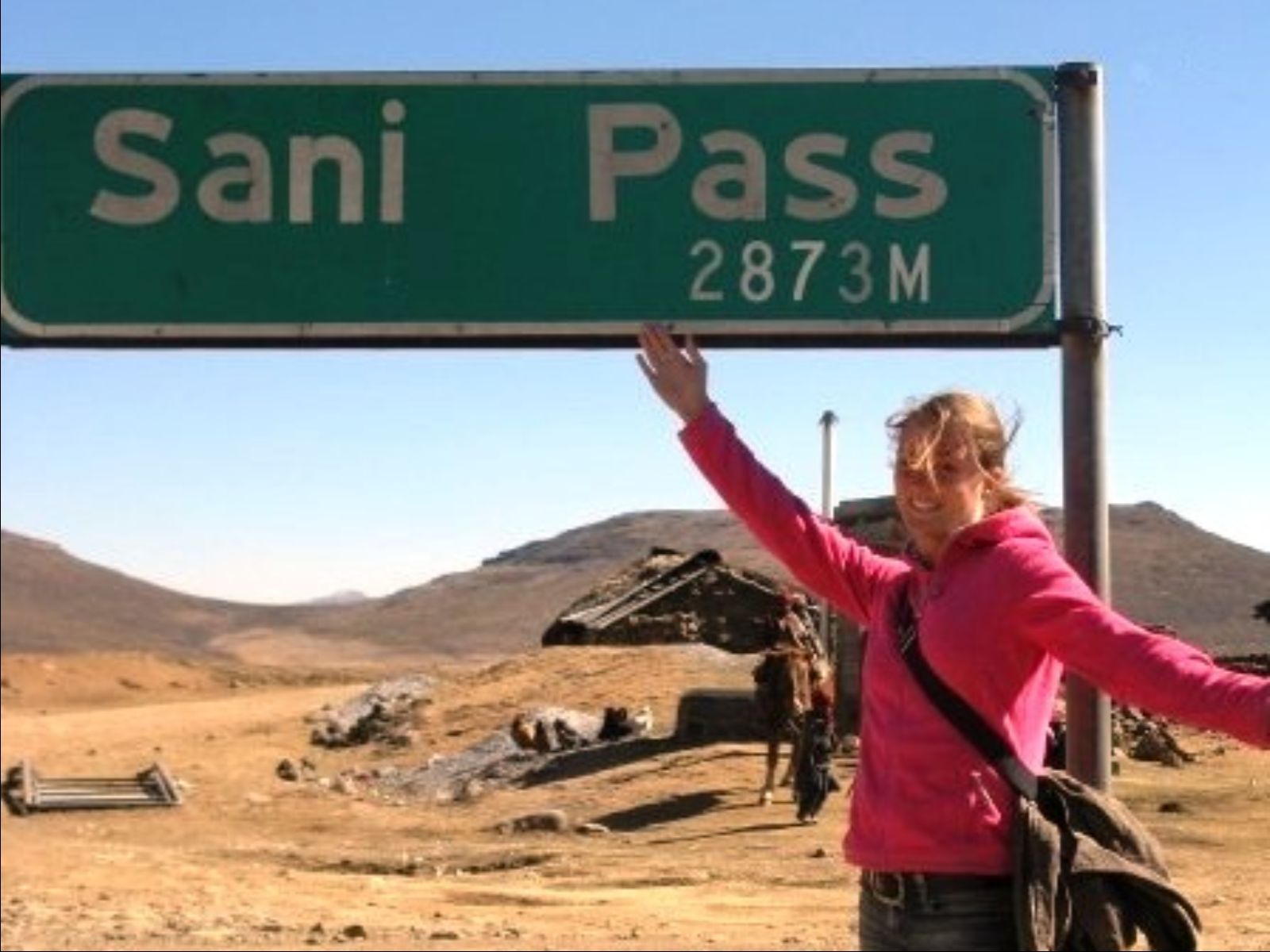 Rondreis Zuid-Afrika, Underberg, Excursie Sani Pass Day Tour, Sani Pass bord