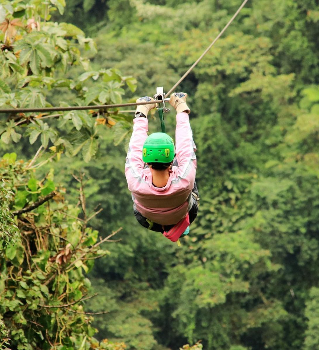 Rondreis Zuid-Afrika, excursie forest zipline Hazyview, persoon aan zipline