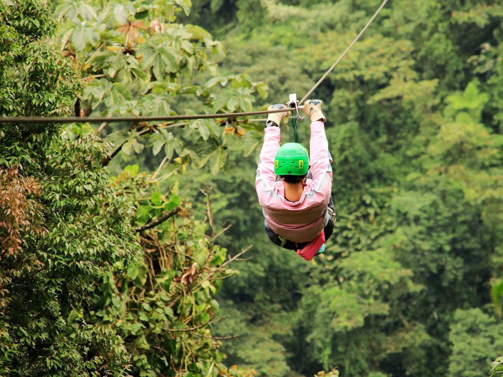 Rondreis Zuid-Afrika, excursie forest zipline Hazyview, persoon aan zipline