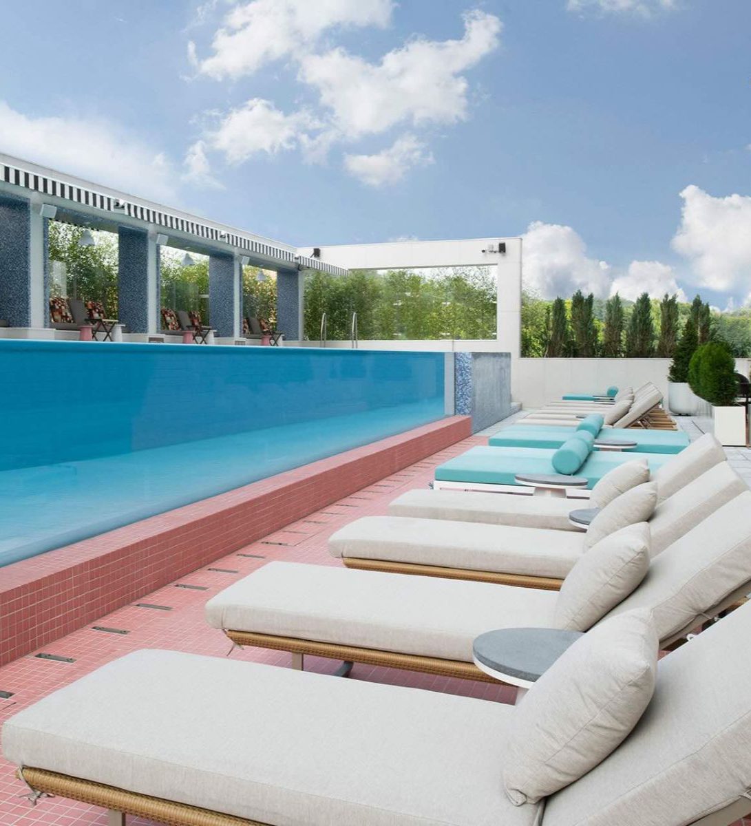 Rondreis Zuid-Korea, Mondrian Seoul Itaewon, Seoul, Rooftop zwembad