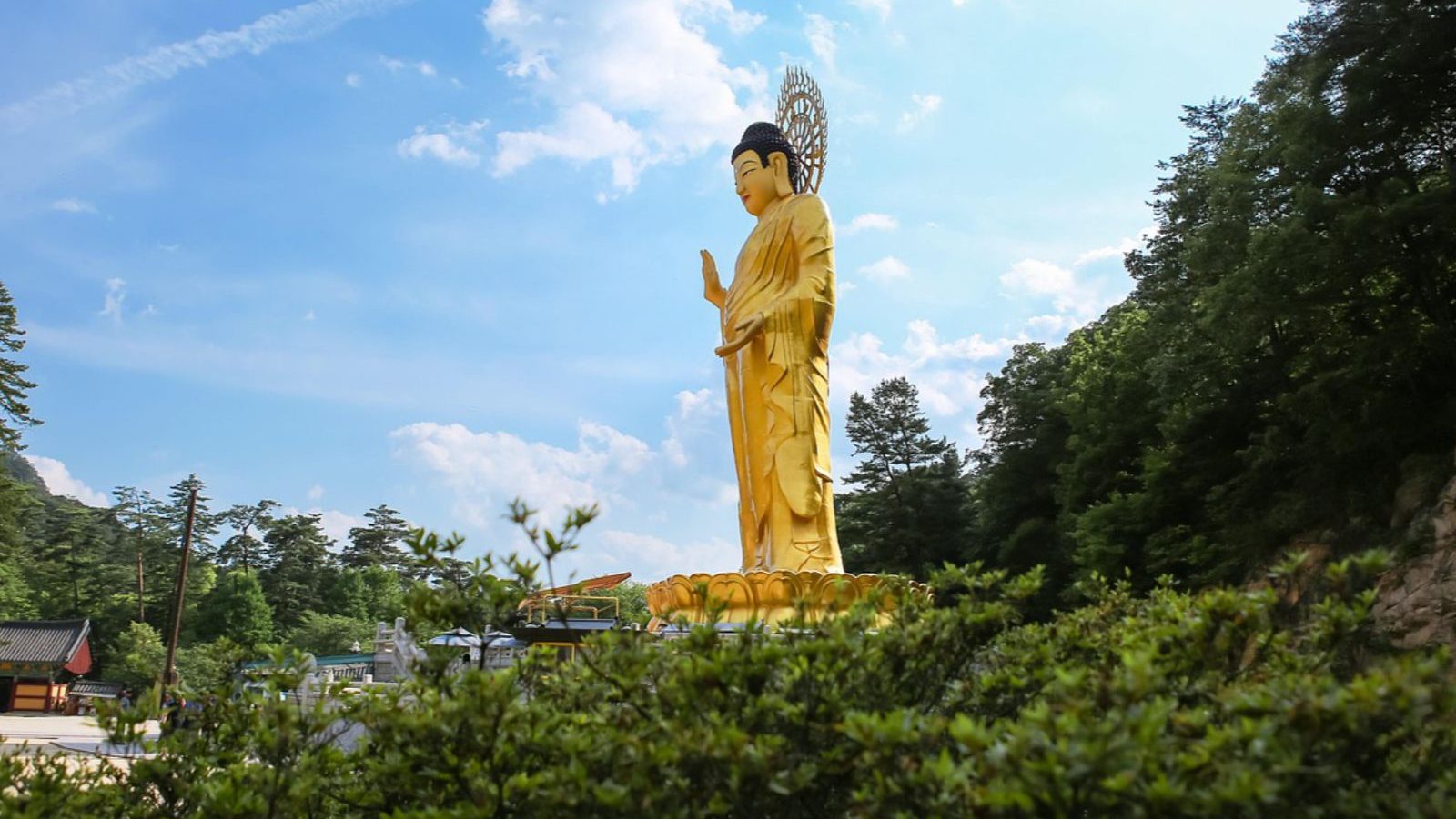 Rondreis Zuid-Korea, Songnisan National Park, Beopjusa Tempel, gouden boeddha