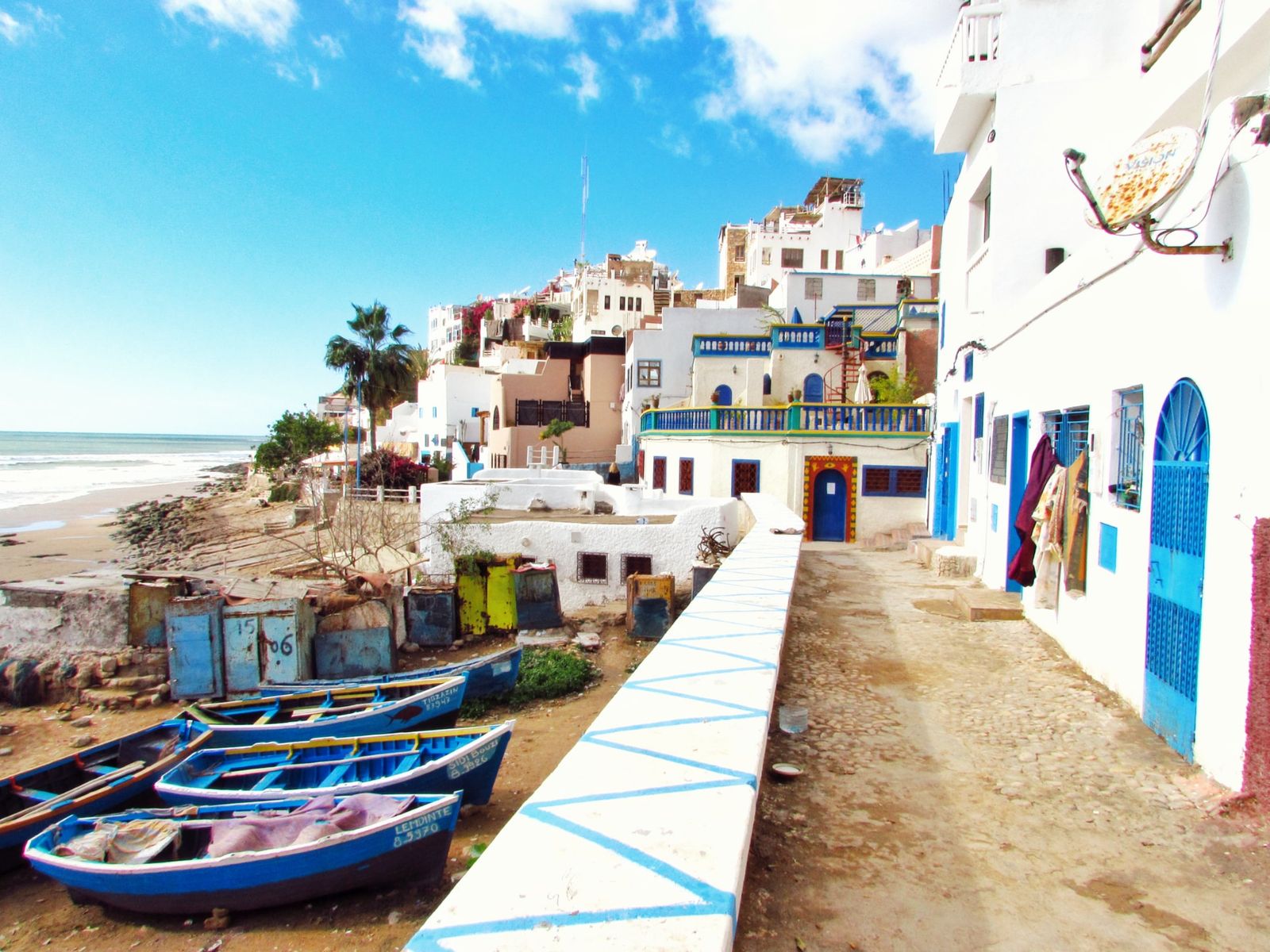 Rondreis Marokko, Taghazout, Bootjes langs de boulevard