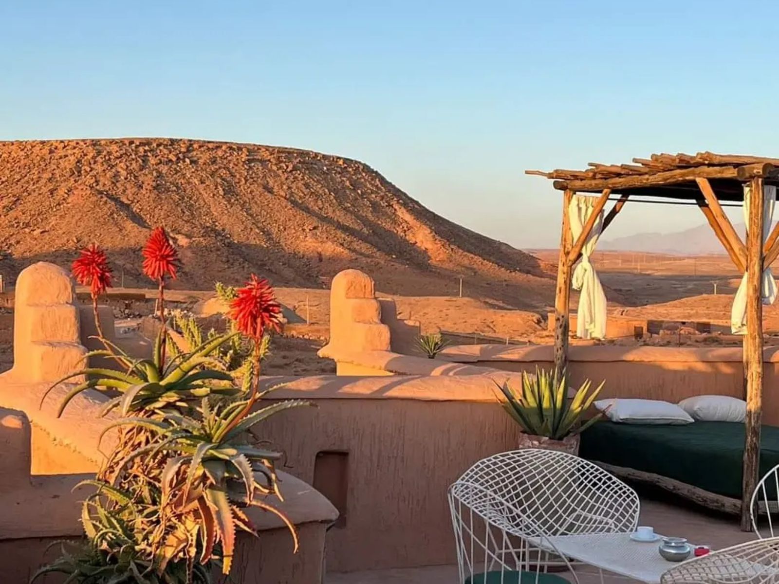 Rondreis Marokko, Ait Ben Haddou, Riad Caravana, dakterras