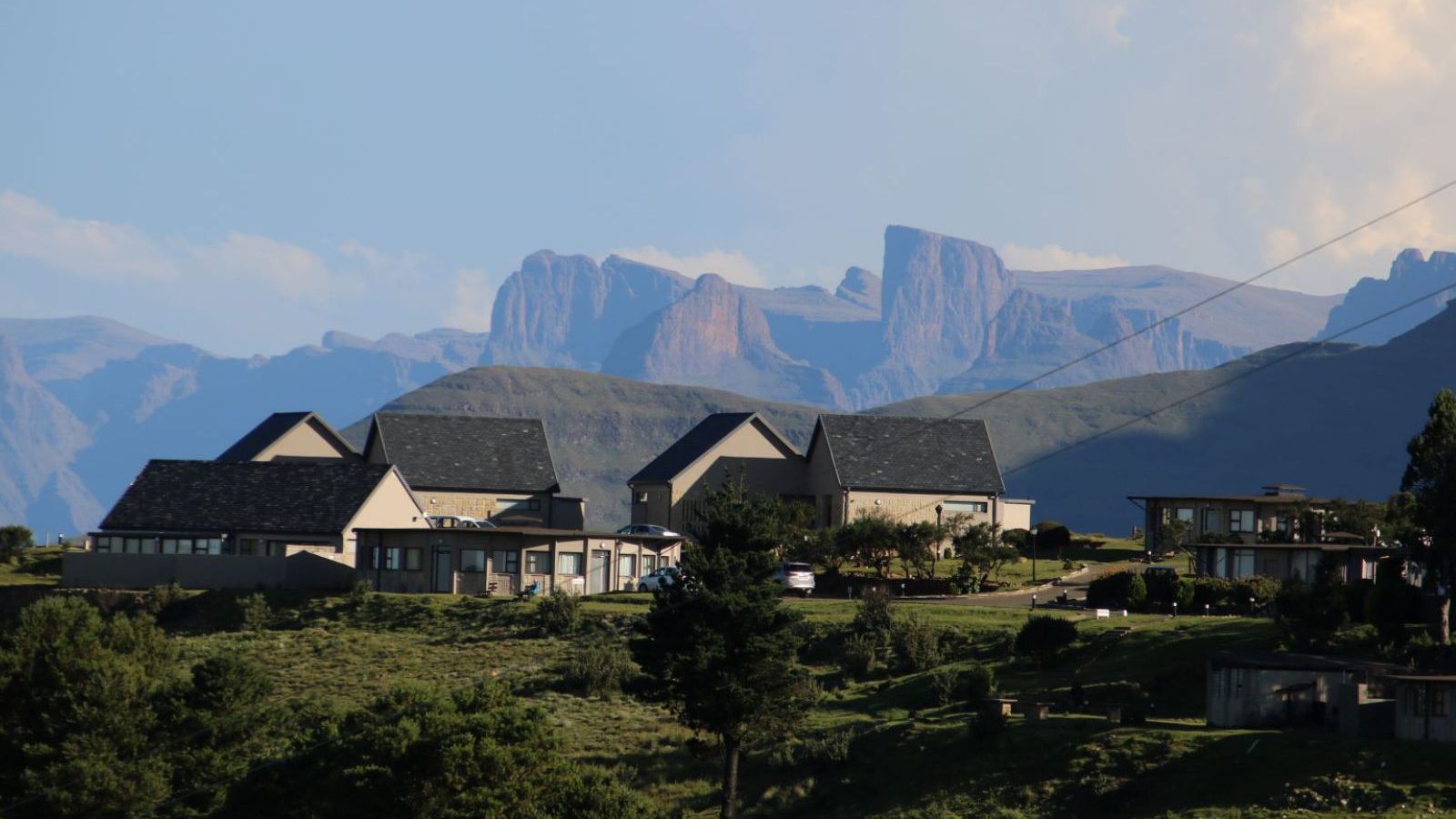 Rondreis Zuid-Afrika, Drakensberg, Witsieshoek Mountain lodge, overzicht omgeving lodge