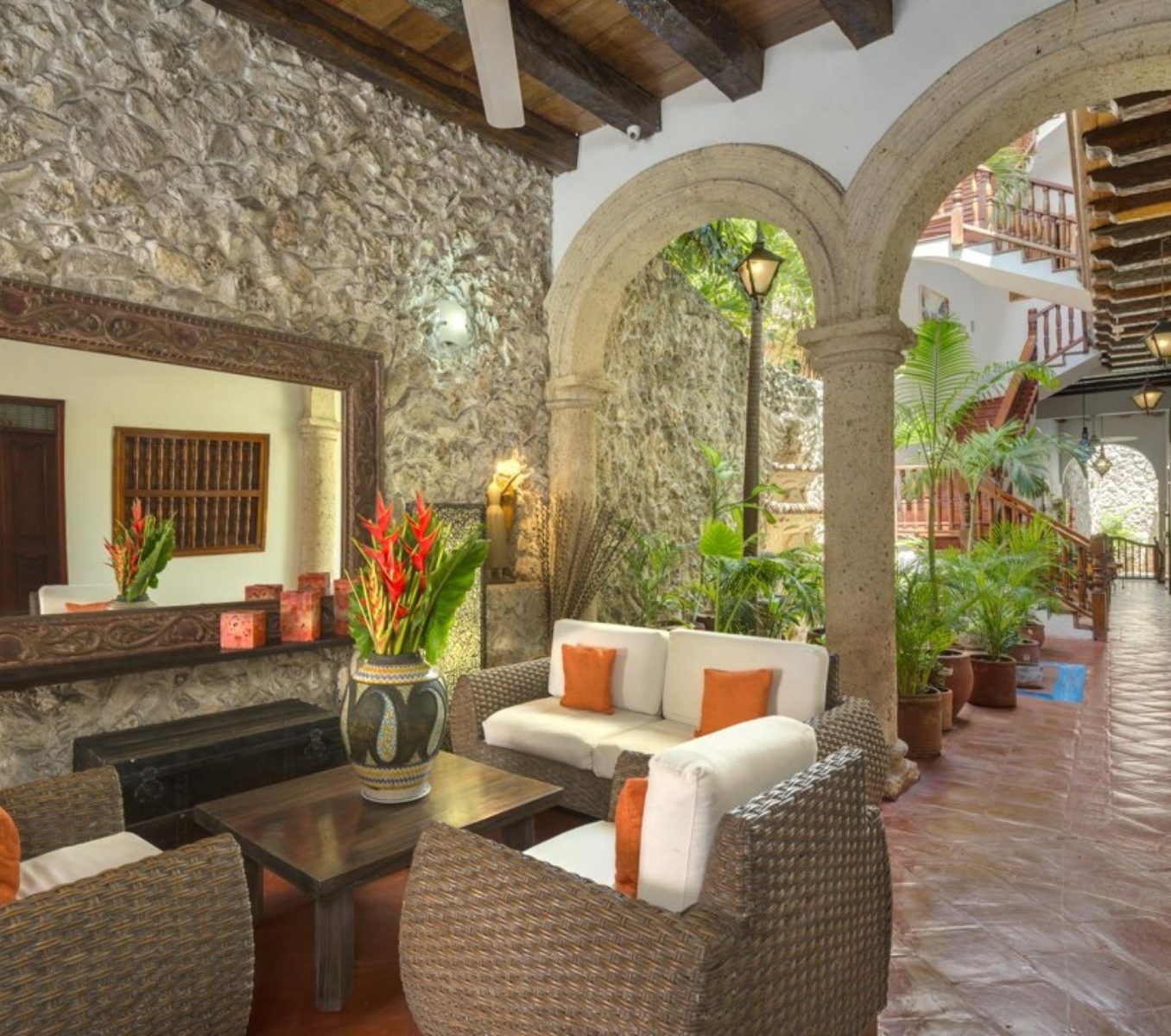 Rondreis Colombia, Cartagena, Casa del Curato, lobby