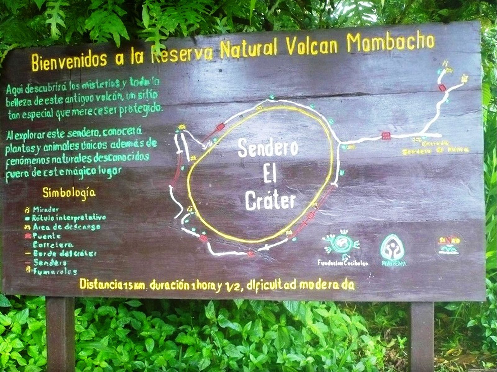 Rondreis Nicaragua, Mombacho vulkaan, excursie Hike de Puma trail, bord hikes krater